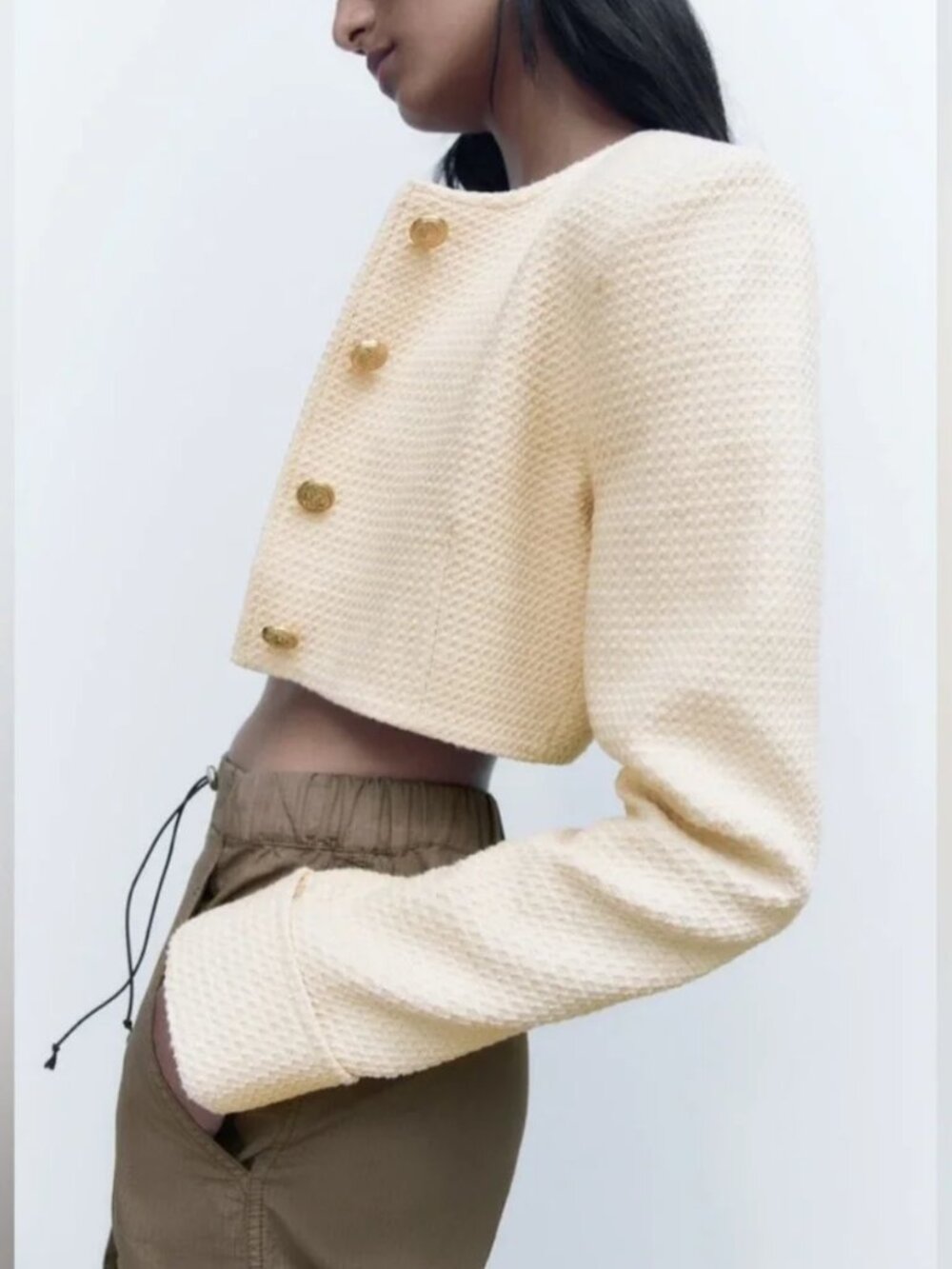 Zara Textured Cropped Jacket - Picture 2 of 6